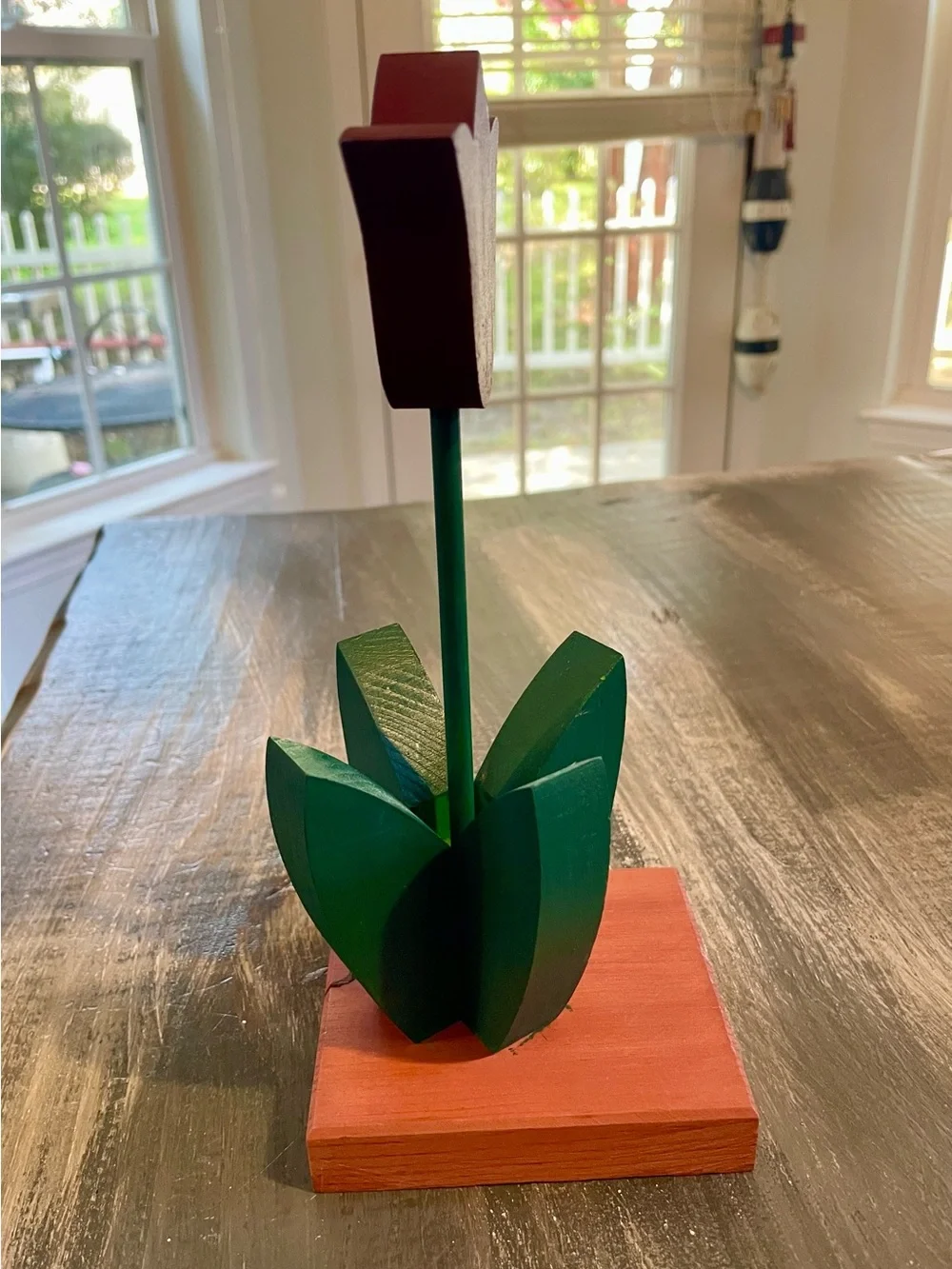 Tulip Décor Bundle – Wooden Flower & “Love Is the Heart in Bloom” Suncatcher